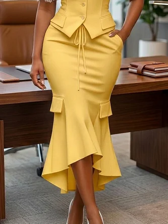 Elegant Plain Maxi Skirt