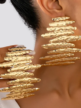 Exaggerated Geometric Earrings Pleats