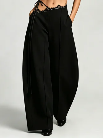 Urban Plain Lace up Turnip Pants