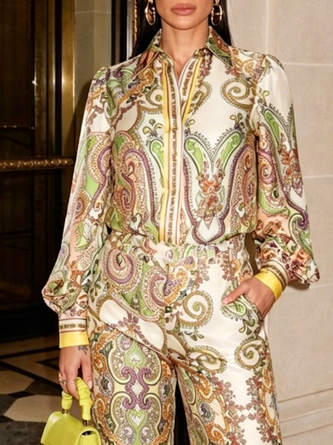 Urban Paisley Buttoned Shirt Collar Shirt