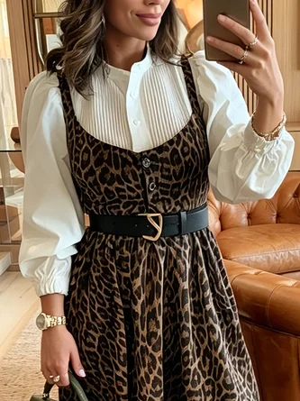 Urban Plain Pleated Balloon Sleeve Shirt