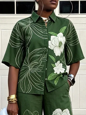 Cotton Casual Floral Buttoned Shirt