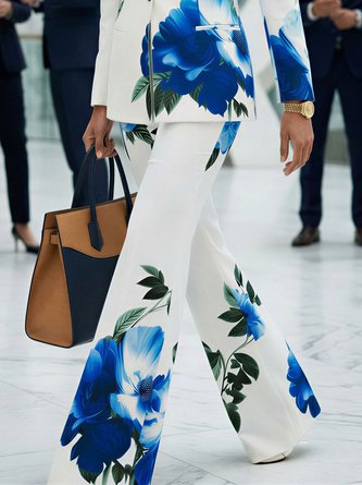 Elegant Floral Printing Flare Pants