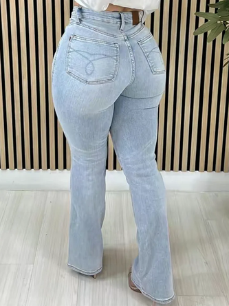 Denim Casual Plain Jeans
