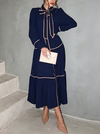Urban Block Tie Neck Maxi Dress