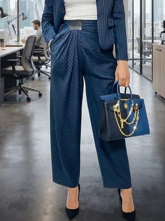 Urban Striped Irregular Craftsmanship Straight Pants