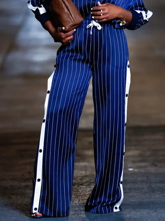 Loose Casual Block Straight Pants