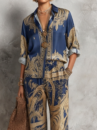 Vacation Ethnic Shirt Collar Shirt
