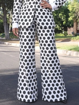 Urban Polka Dots Printing Flare Pants