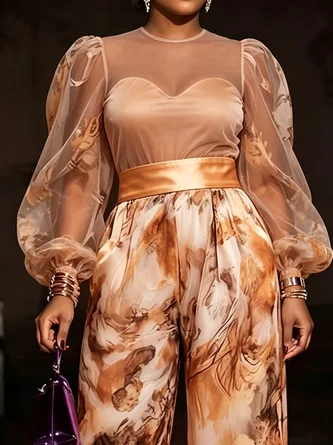 Elegant Floral Crew Neck Blouse
