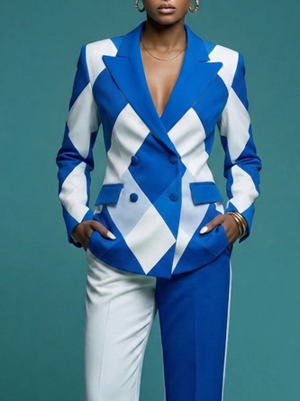 Urban Geometric Lapel Collar Blazer