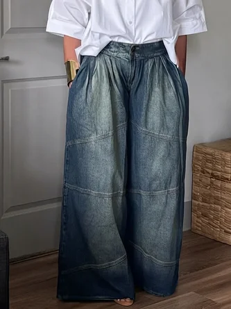 Denim Casual Loose Jeans Straight pants