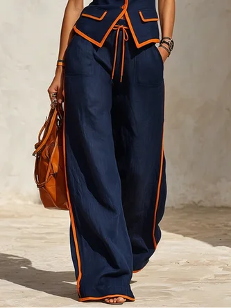 Plus Casual Cotton Linen Printing Loose Pants