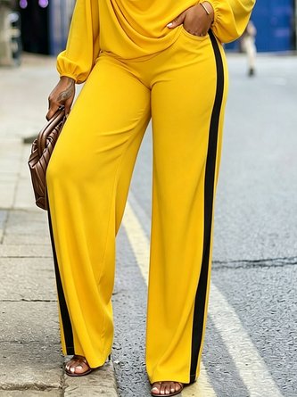 Elegant Block Split Joint Wide Leg Pants