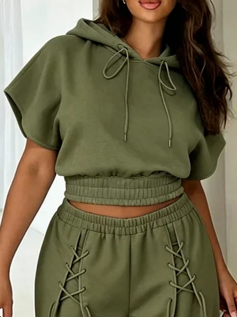 Casual Plain Hooded Hoodie