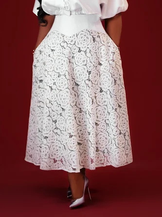 Elegant Split Joint Plain Midi Skirt