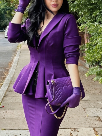 Elegant Plain Shawl Collar Blazer