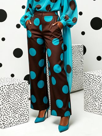 Elegant Polka Dots Printing Straight Pants