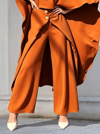 Casual Plain Loosen Folds Wide Leg Pants