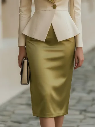 Urban Plain Knee Length Skirt