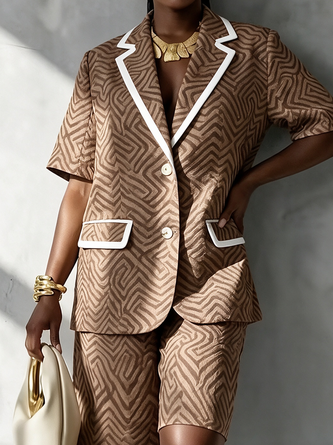 Urban Block Lapel Collar Short Sleeve Blazer