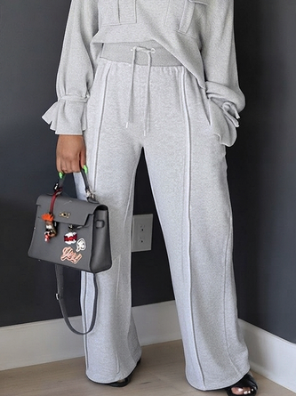 Medium Elasticity Casual Striped Straight Pants