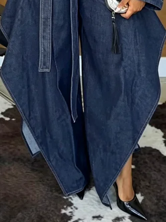 Irregular Craftsmanship Casual Denim Plain Jeans With Belt - Image 3