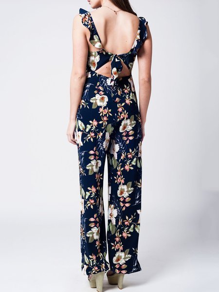 Floral-print Boho Spaghetti Jumpsuit