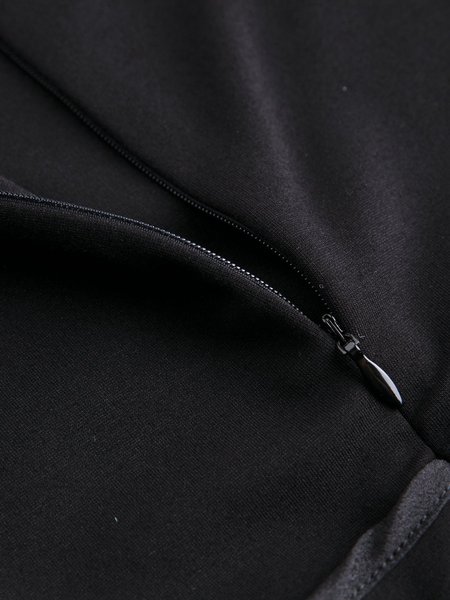 Frill Sleeve Sheath Simple Solid Zipper Work Dress - StyleWe.com