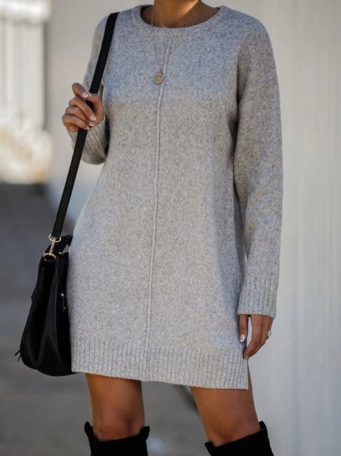 gray long sleeve sweater dress