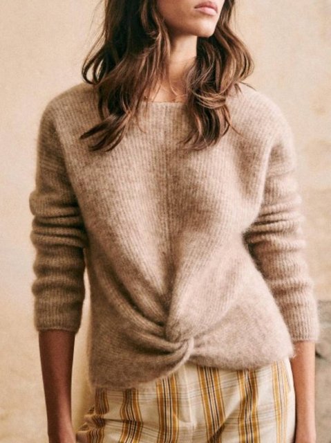 crew neck shift long sleeve sweater