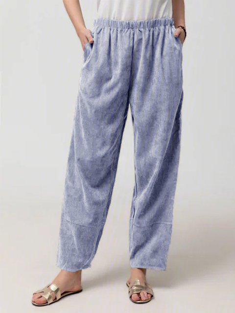 summer pockets striped casual capri pants