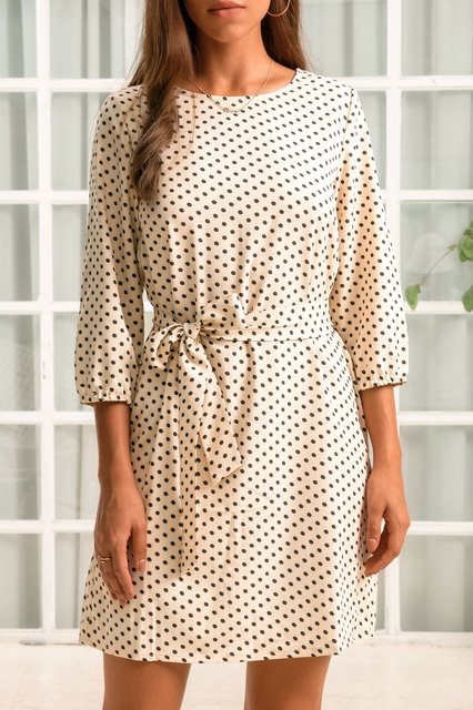 apricot polka dot dress