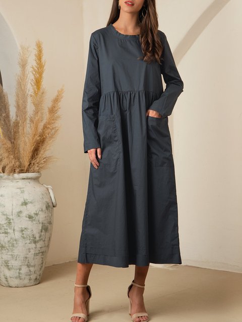 plain maxi dress with sleeves