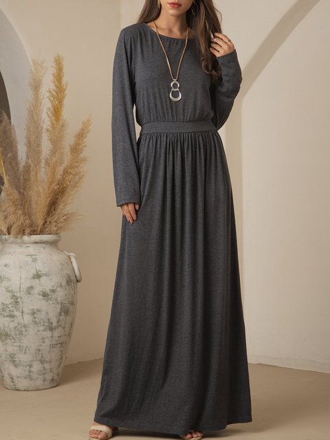 grey long sleeve maxi dress