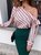 Date Daily Elegant Striped One Shoulder  Top