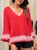 V Neck 3/4 Sleeve Casual Appliqued Top