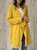 Yellow Solid Cotton-Blend Long Sleeve Paneled Sweater coat