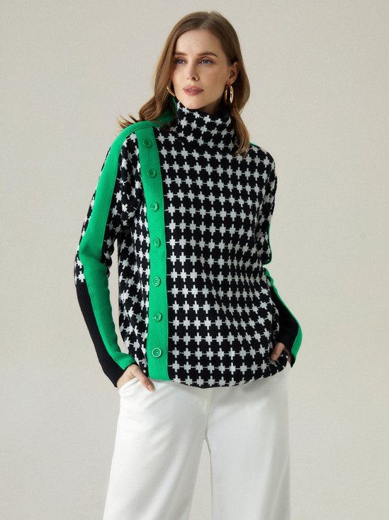 Loose Long Sleeve Turtleneck Ethnic Fashion Regular Sweatshirt main image 1