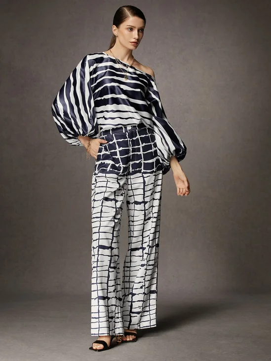 Regular Fit Urban Abstract Long Pants Straight pants