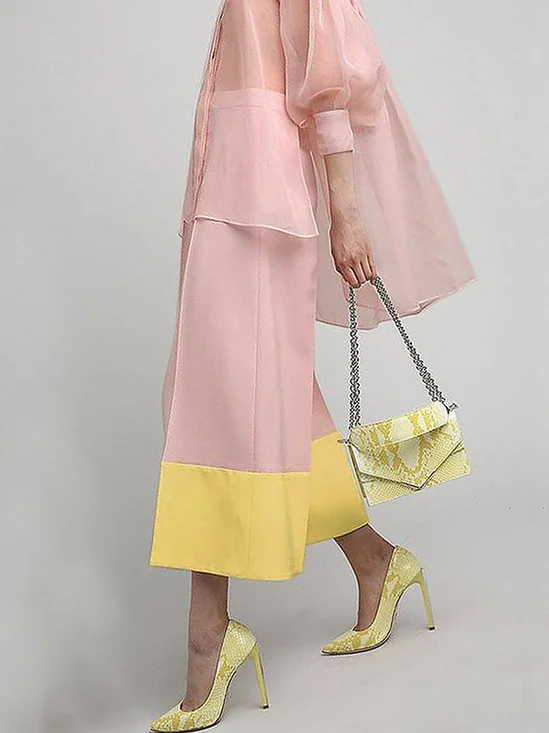 Loose Urban Fashion Color Block Pants Straight pants