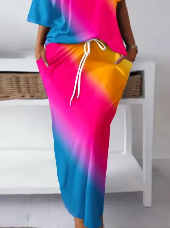 Regular Size Vacation Loose Ombre Skirt