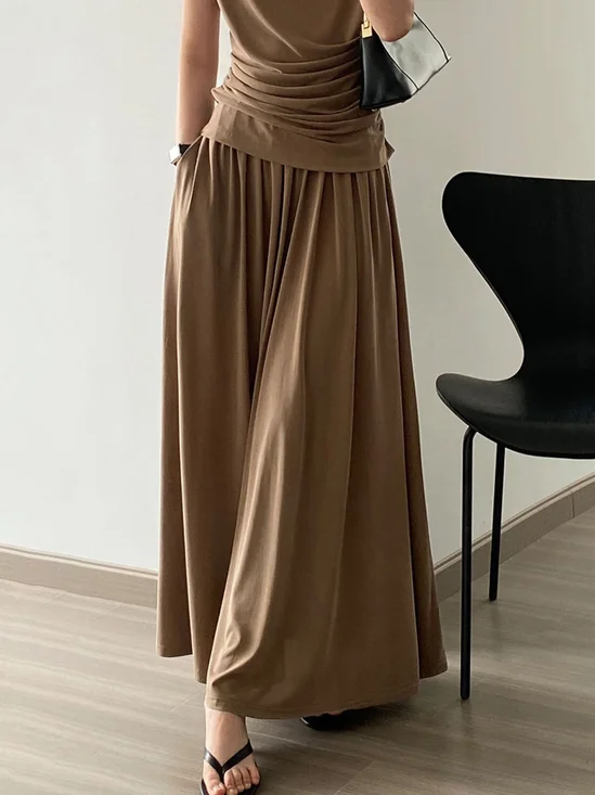 Simple Regular Fit Plain Urban Skirt