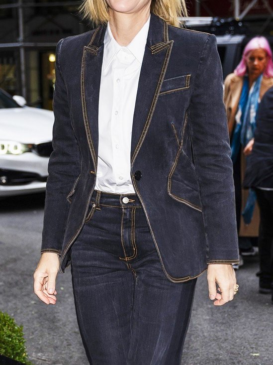 Regular Fit Shawl Collar Urban Denim Coat