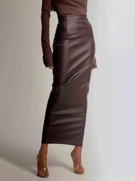 Pu Urban Regular Fit Faux Leather Skirt