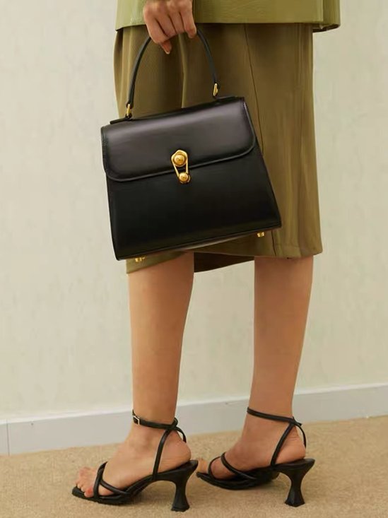Women Minimalist Handbag Metal Snap Shoulder Bag with Crossbody Strap