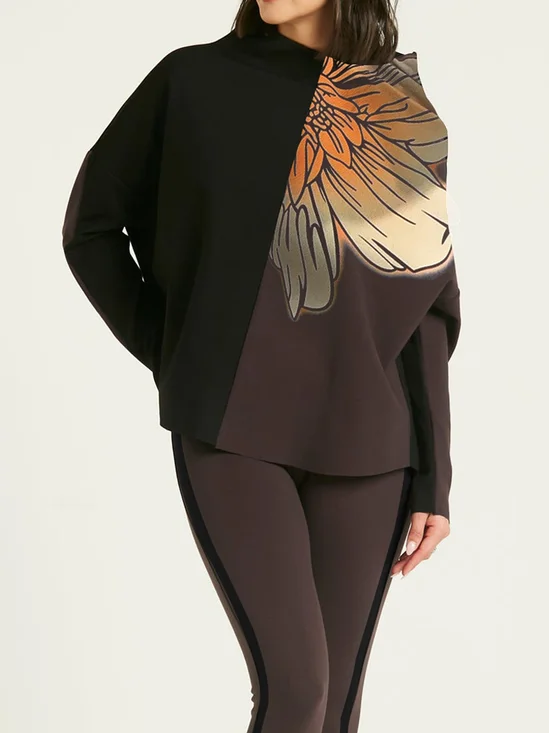 Floral Casual Stand Collar Long Sleeve Shirt