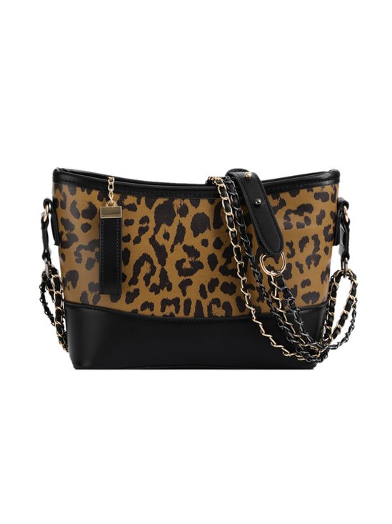 Leopard Clutch Bag Braided Chain Cross Body Bag