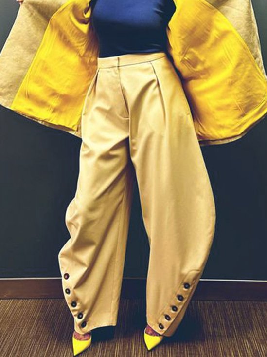 Pocket Stitching Regular Fit Urban Plain Pants