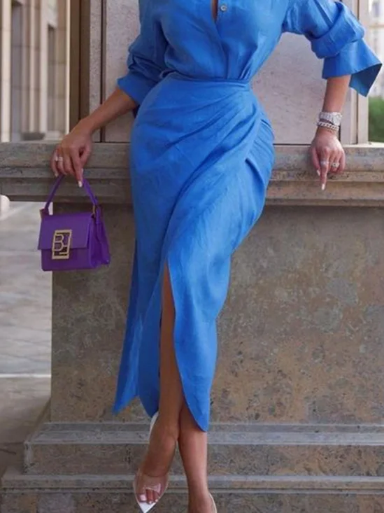 Daily Plain Urban Regular Fit Linen Skirt